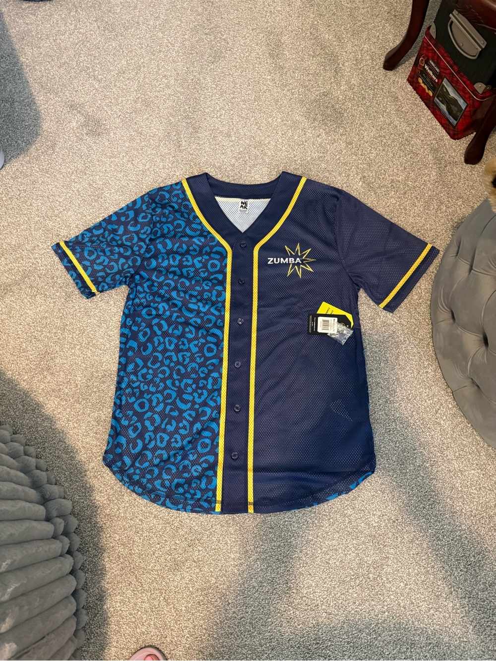 Zumba Fitness Unisex’s Blue Split-Pattern Baseball Jersey